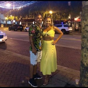 Zara yellow polka dot skirt set